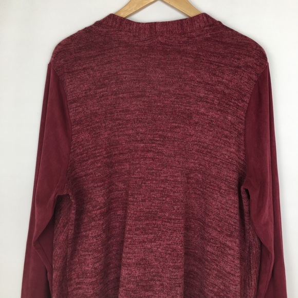 LOGO Lori Goldstein Women’s Asymmetric Cardigan Sweater Size L Maroon Full Zip - Picture 8 of 11